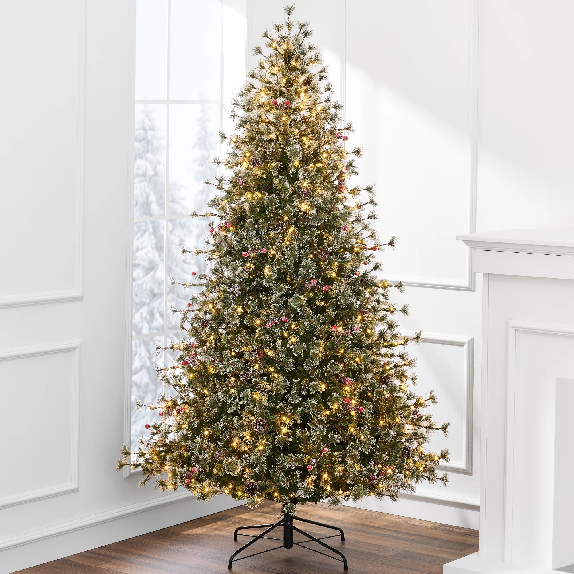 Best Choice Products 6ft Pre-Lit Cashmere Christmas Tree, Premium Semi-Flocked Pre-Decorated Arti... | Walmart (US)