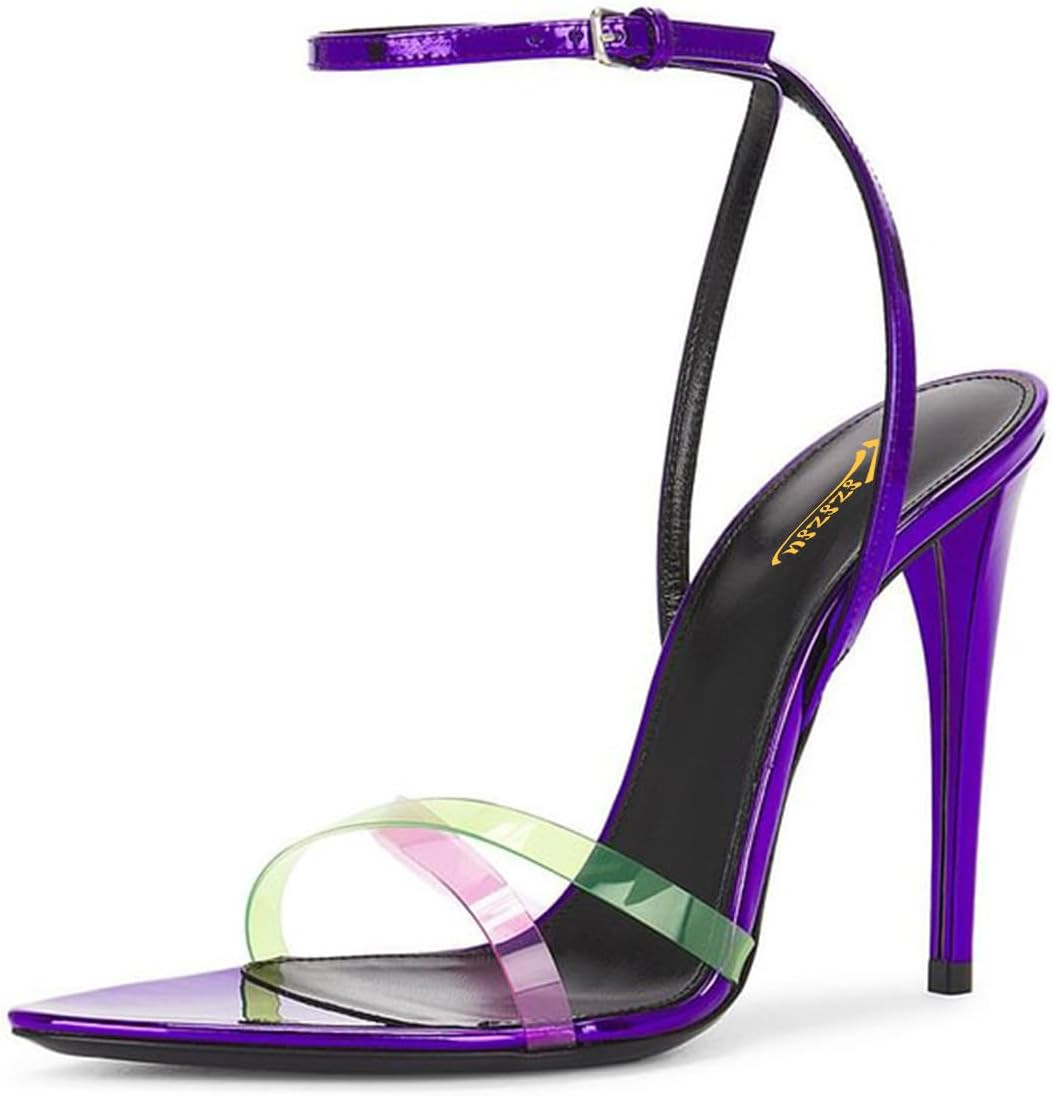 Zszszsu Women Pointed Toe Clear Strap Stiletto High Heel Sandals 4-16 US | Amazon (US)