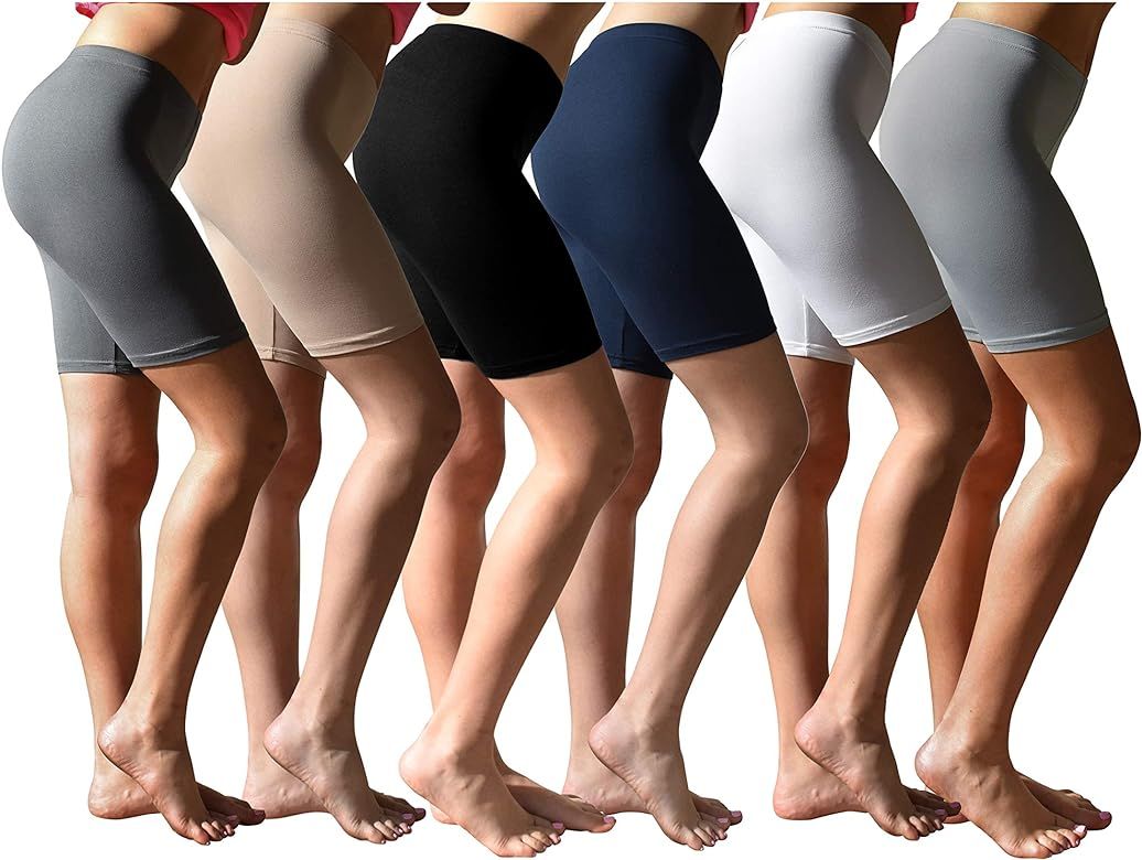 Womens 6 Pack Buttery Soft Brushed Active Stretch Yoga Bike Short Boxer Briefs | Amazon (US)