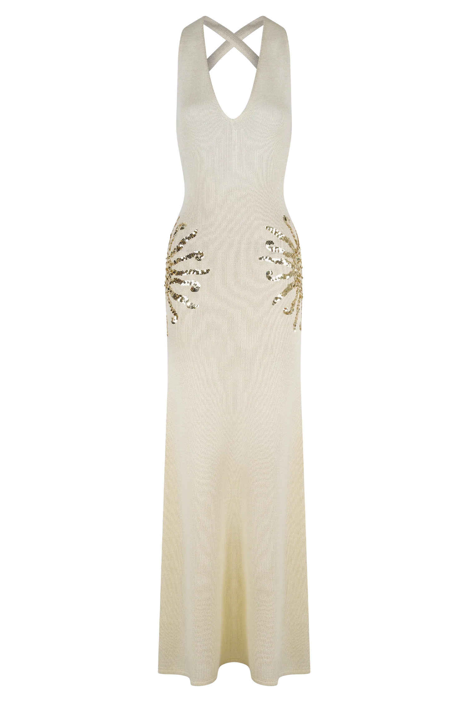 Ellington Knit Maxi Dress With Sequin - Ivory | MESHKI US