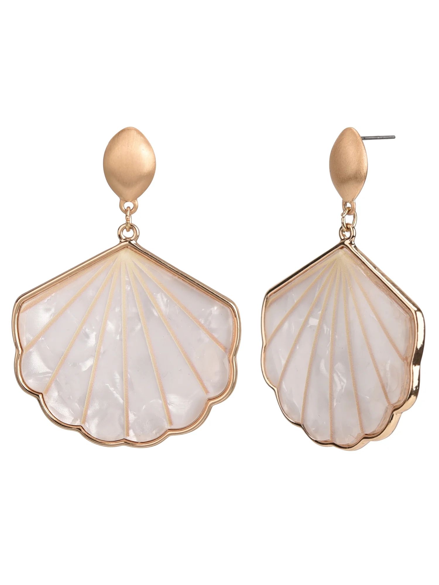 Time and Tru Female Adult Gold-Tone Faux Shell Shaped Drop Earring | Walmart (US)