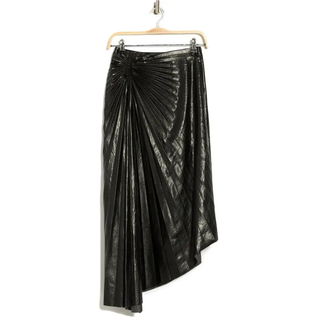 A.L.C. Tracy Asymmetric Pleat Faux Leather Skirt in Black at Nordstrom Rack, Size 0 | Nordstrom Rack