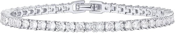 PAVOI 14K Gold Plated 3mm Cubic Zirconia Classic Tennis Bracelet | Gold Bracelets for Women | Amazon (US)
