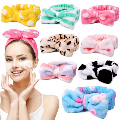 UMIKU 8 Pack Stocking Stuffers For Women Teen Girls Spa Headband for Women Facial Makeup Headband Soft Coral Fleece Bow Hair Band Party Favors for Washing Face Mask Spa Christmas Gifts For Woman Adult | Amazon (US)