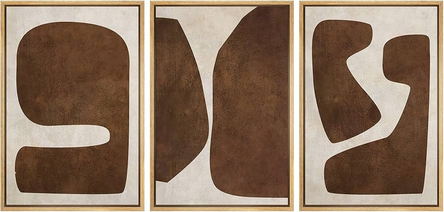 SIGNLEADER Framed Canvas Print Wall Art Set Brown Tan Retro Polygon Collage Abstract Shapes Illus... | Amazon (US)