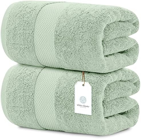 White Classic Luxury Bath Sheet Towels Extra Large | Highly Absorbent Hotel spa Collection Bathroom  | Amazon (US)
