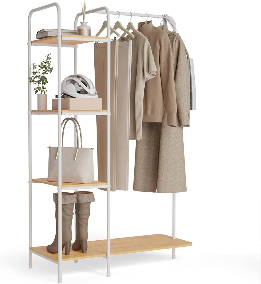 Newlux-Burro Ropa Resistente Hasta 35kg Hangy Wood 400 con Zapatero. Perchero Burro Ropa Metálic... | Amazon (ES)