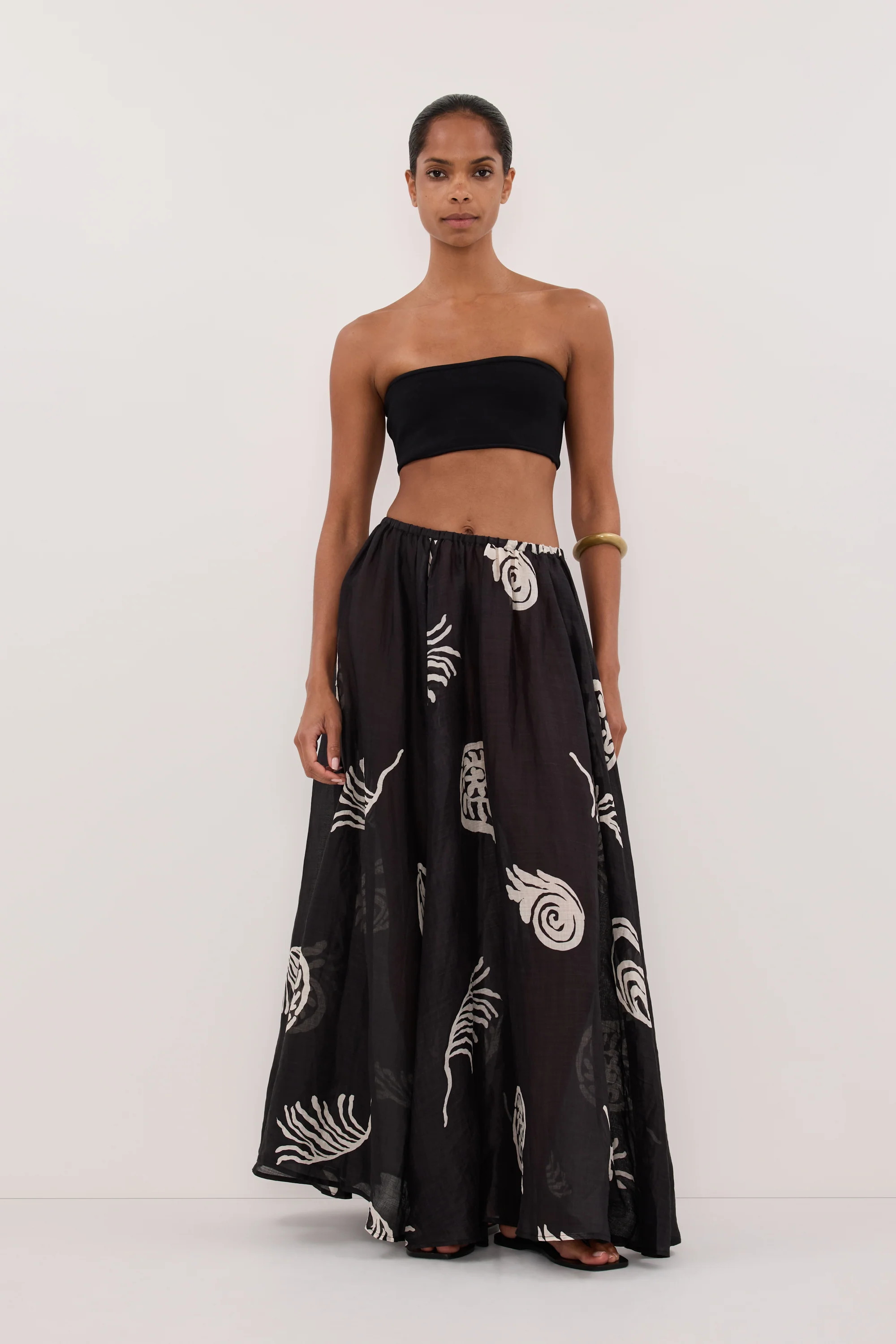 POSITANO BLACK RAMIE MIDI SKIRT | DISSH