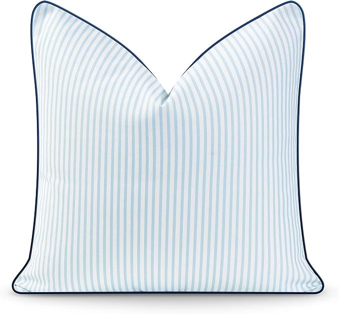 Hofdeco Premium Coastal Hampton Style Patio Indoor Outdoor Bolster Pillow Cover Only, 6"x20" Wate... | Amazon (US)