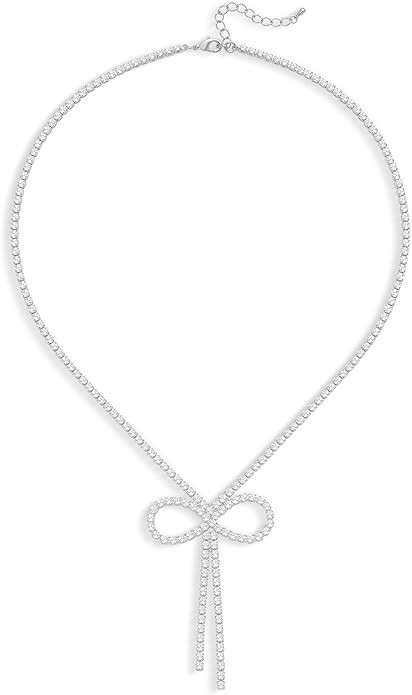 MUYAN Large Bow Necklaces for Women Sparkly Crystal Bow Charm Necklace Party Holiday Jewelry | Amazon (US)