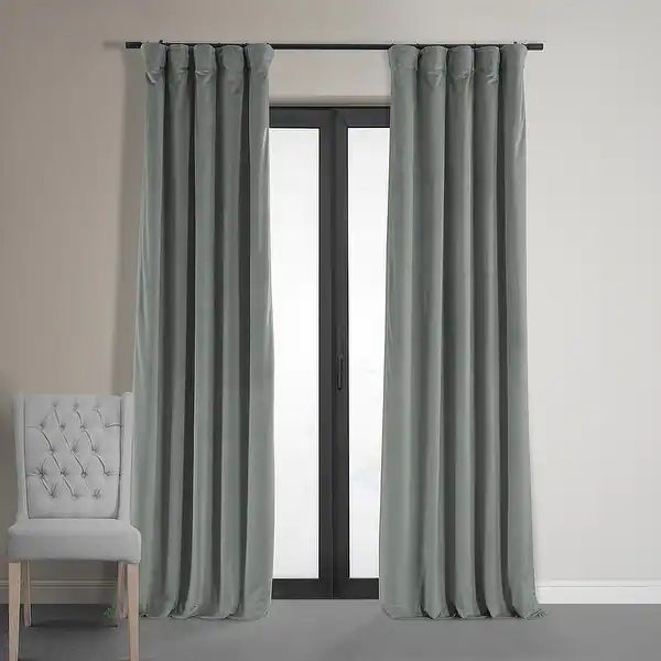 Exclusive Fabrics Signature Silver Grey Blackout Velvet Curtain Panel - 50 X 84 - Silver Grey | Bed Bath & Beyond