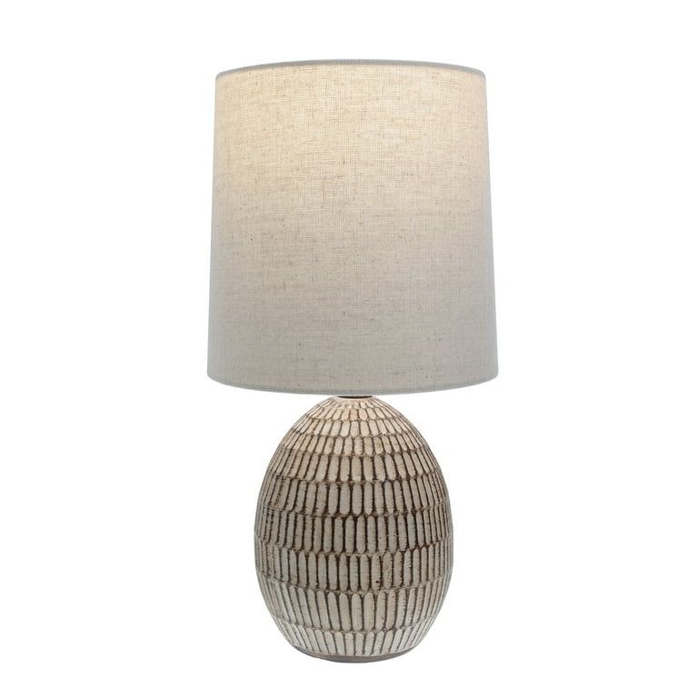 Simple Home 12.75" Ceramic Carved Table Lamp with Shade | Walmart (US)