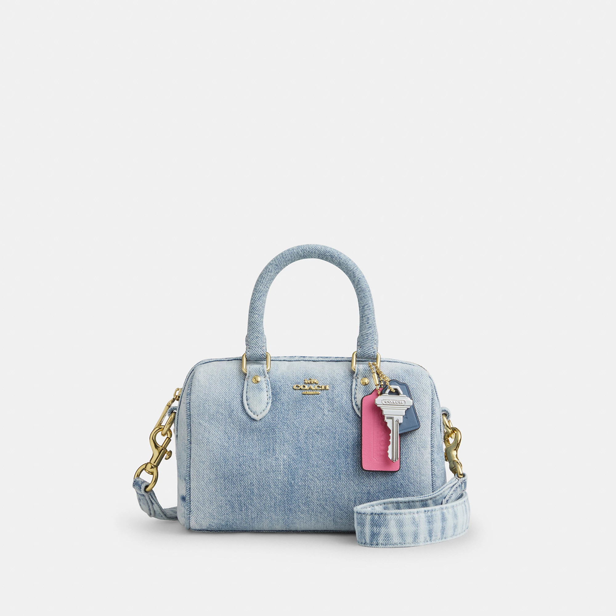 Mini Rowan Crossbody Bag In Loved Denim With Charms | Coach Outlet US