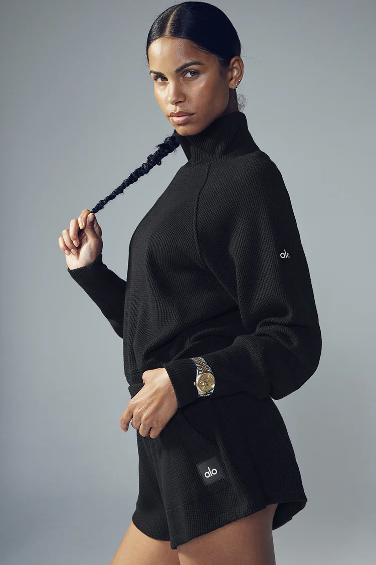 Waffle High-Waist Weekend Escape Short - Black | Alo Yoga (US)