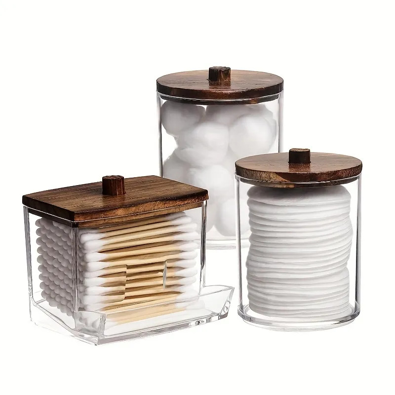 3pcs 10/7 OZ Swabs Dispenser - Swabs Holder Bathroom Container With Apothecary Jar Organizer - Br... | Temu Affiliate Program
