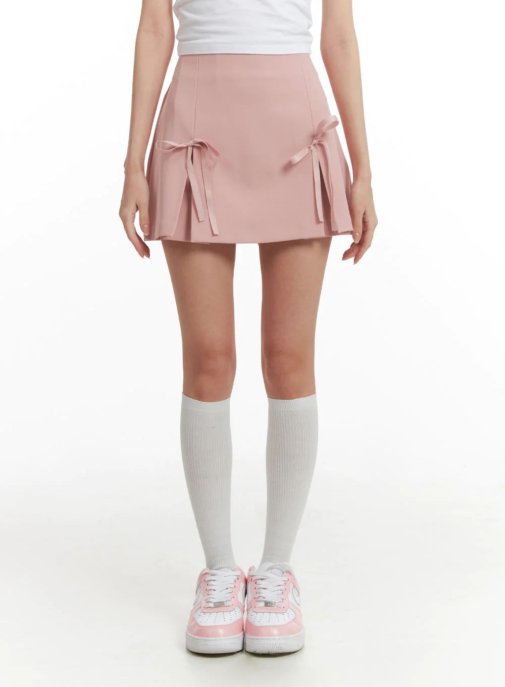 Ribbon Pleated Mini Skirt IF408 | Lewkin
