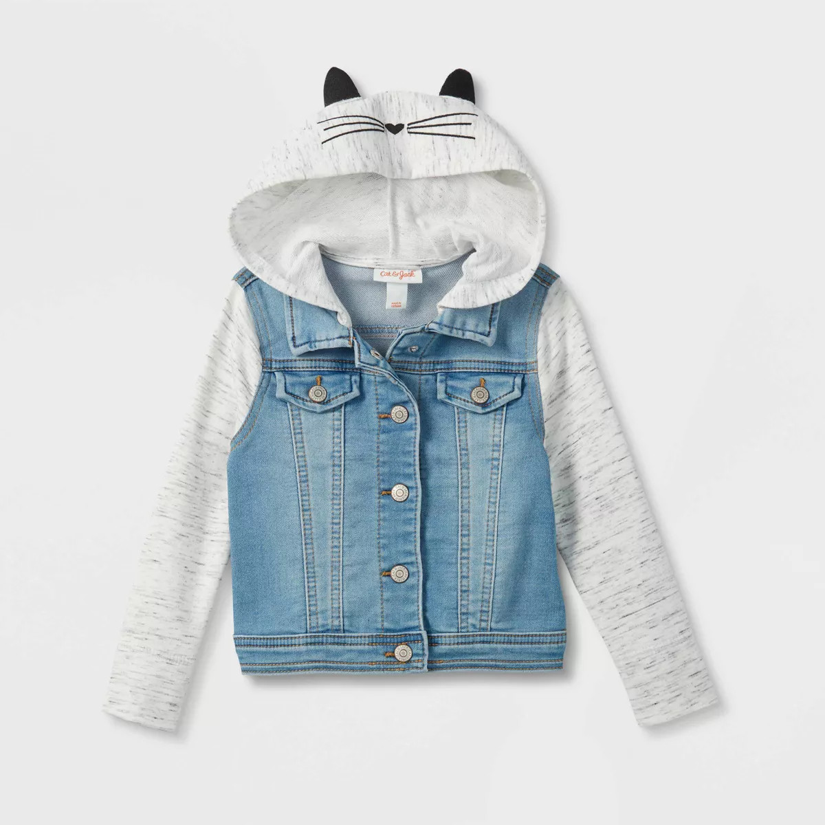 Toddler Girls' Cat Hood Denim Jacket - Cat & Jack™ Medium Wash | Target