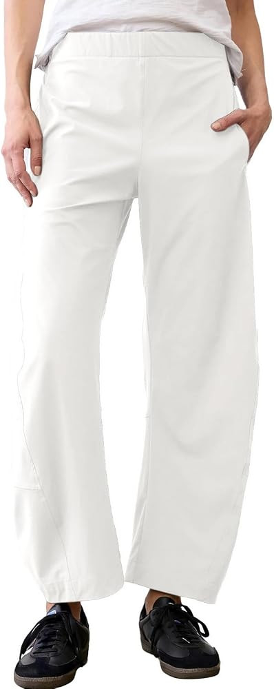 Womens Barrel Pants Elastic Waistband Tapered Leg Trousers | Amazon (US)