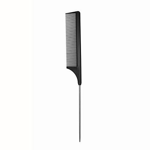 Hair Comb - a Professional Anti-static Carbon Fibre Metal-Pin Tail Comb,Heat Resistant Barber and Salon Rattail Combs with Non-skid Paddle Parting Combs,Fine Tooth in Black | Amazon (US)