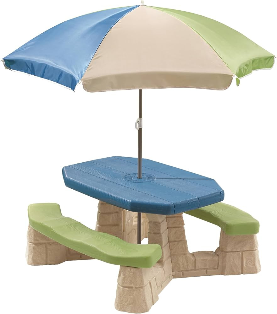 Step2 Naturally Playful Kids Picnic Table with Removable Umbrella, Indoor/Outdoor Toys, Fits 6 Ch... | Amazon (US)