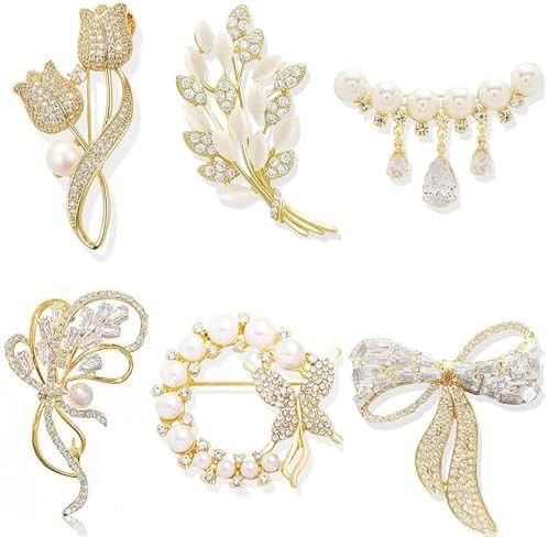 6Pcs Brooches for Women,Rhinestone Brooch Pins Vintage Style Dress Pin Elegant Decorative Broches... | Amazon (CA)