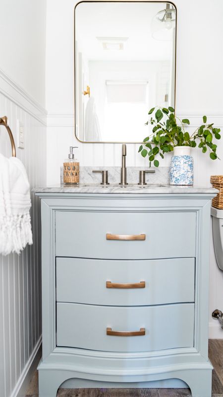 Master bathroom with brass accents and bathroom, accessories, coastal style home decor

#LTKfamily #LTKhome