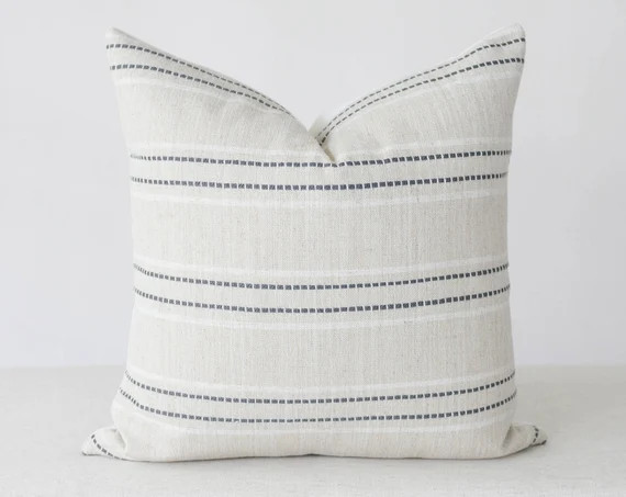 Blue and Beige Pillow Cover 20x20, Throw Pillow Cover 18x18, Pillow Covers, Blue and Beige Stripe... | Etsy (US)