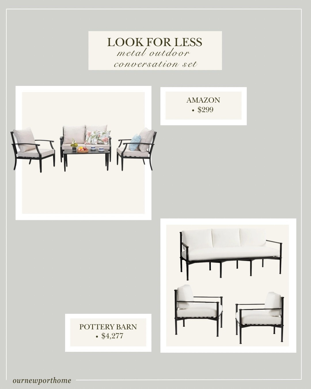 Love the look of high-end outdoor furniture but not the price tag? This black metal outdoor conversation set gives the same timeless, designer-inspired look as a much more expensive version for a fraction of the cost, making it one of my favorite outdoor furniture finds! 





look for less patio furniture
metal outdoor conversation set
black outdoor furniture
patio furniture look for less
pottery barn dupes
outdoor furniture dupe
designer patio furniture
affordable outdoor furniture
modern outdoor furniture
black metal patio set
luxury look for less
outdoor seating area
backyard patio furniture
patio furniture comparison

#LTKHome