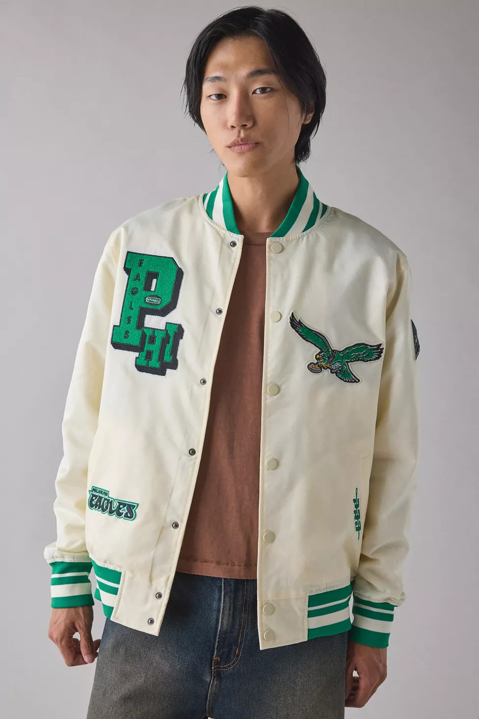Pro Standard NFL Philadelphia Eagles Satin Varsity Jacket | Urban Outfitters (US and RoW)