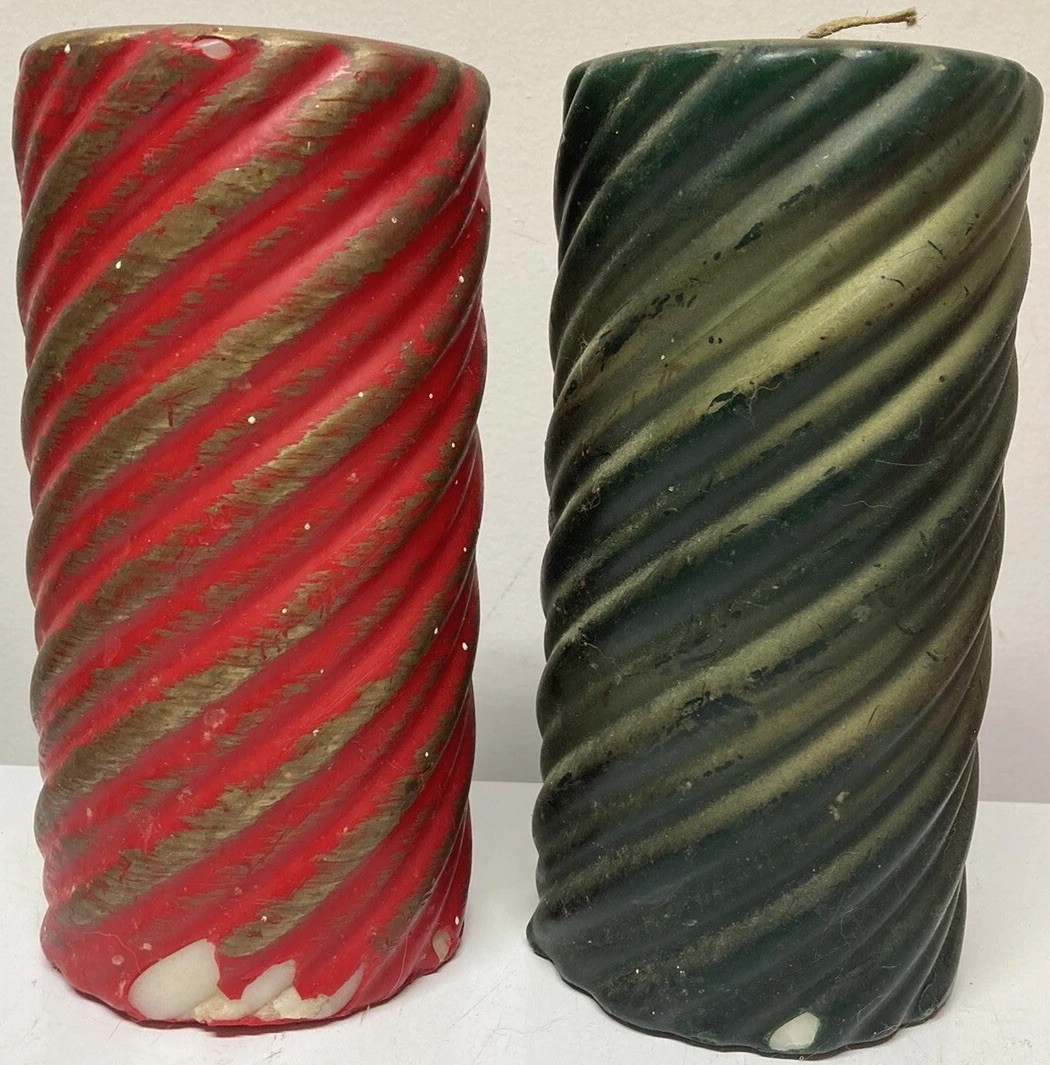 1950s Vintage Christmas Candles Retro Coated Pillar Carved 7.75” X 3.5” - AS IS | eBay US