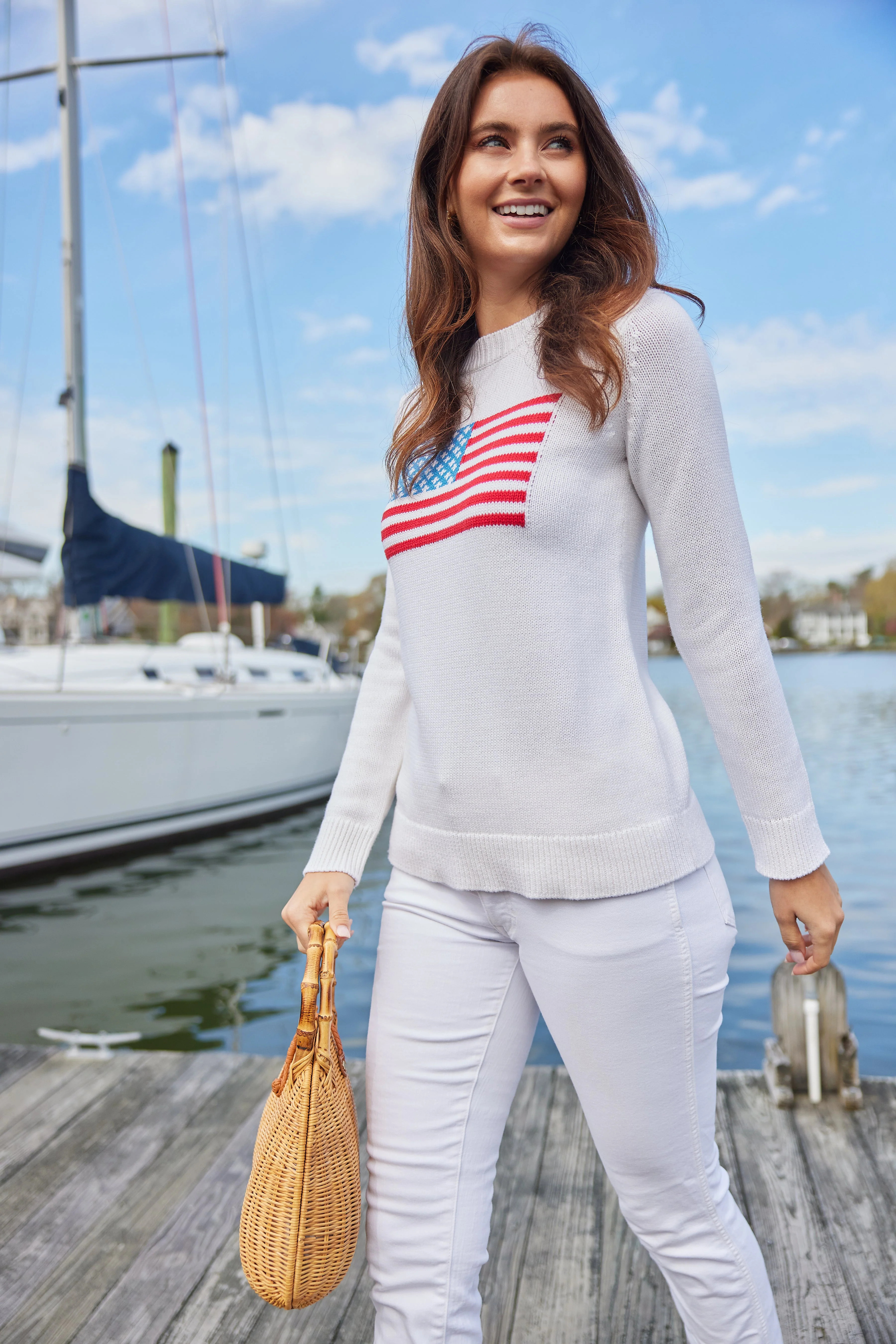 White Classic Flag Sweater | Sail to Sable