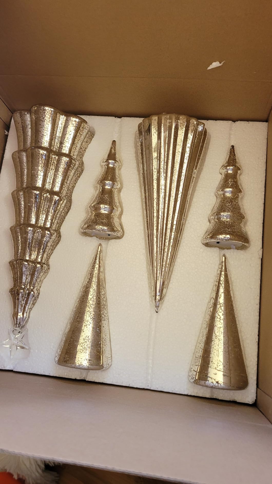 Set of 6 Mercury Glass Christmas Tree with Lights 13.8inch 7.87inch 5.9inch Small Christmas Table... | Amazon (US)