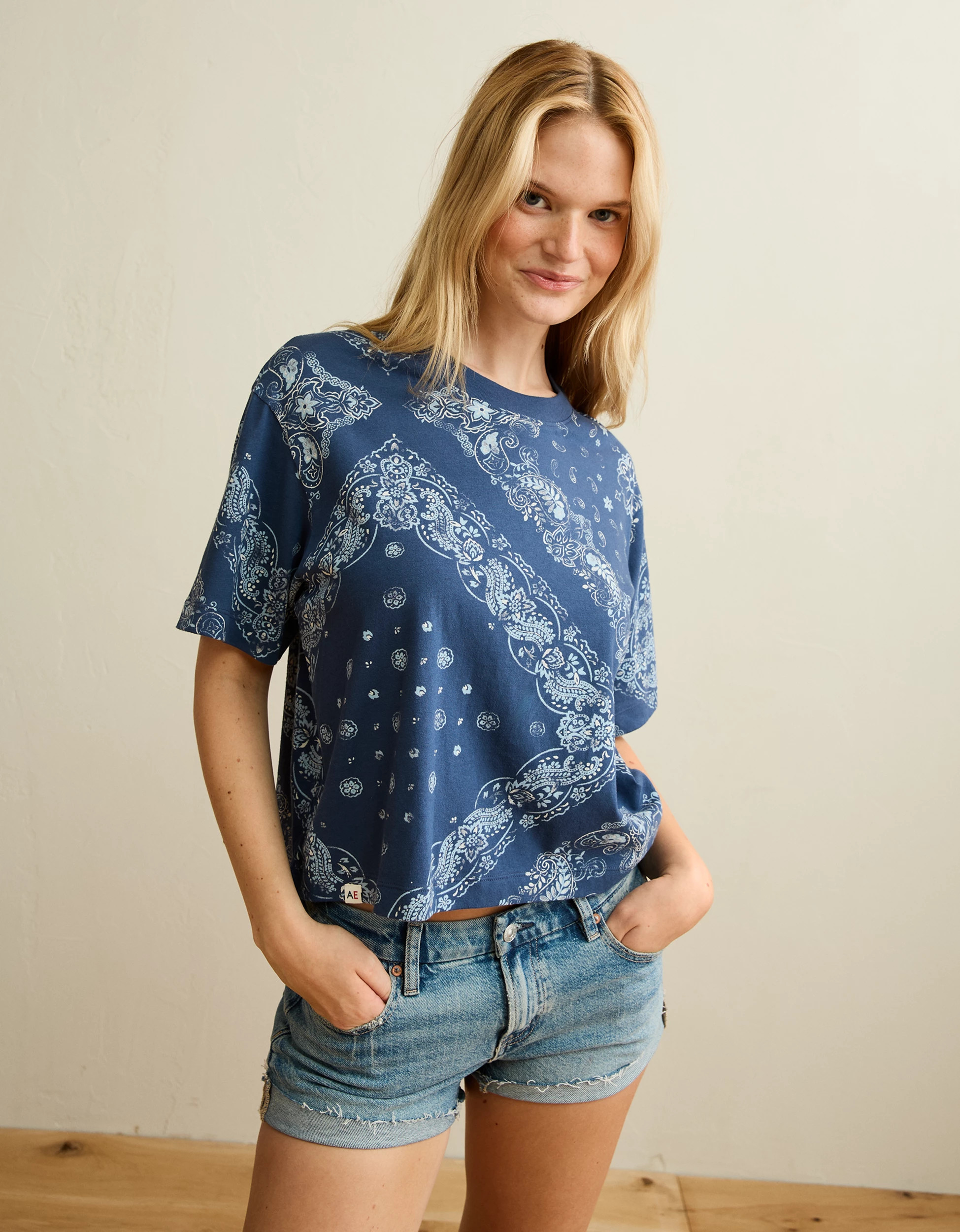 AE Boxy Fit Americana T-Shirt | American Eagle Outfitters (US & CA)