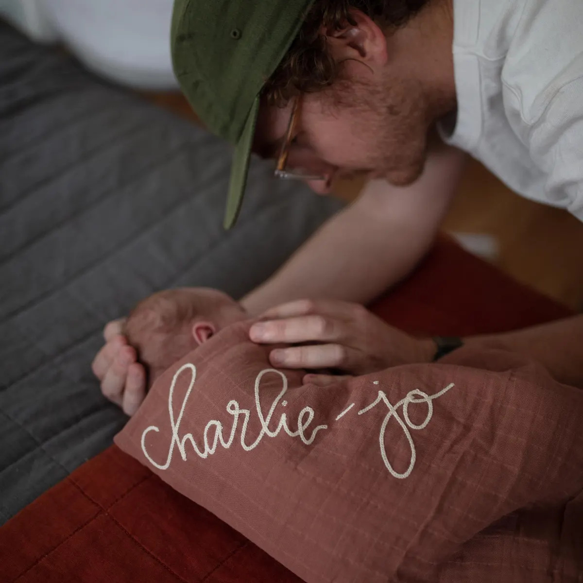 Personalized Hand Lettered Embroidered Baby Swaddle Receiving Blanket | Etsy (US)