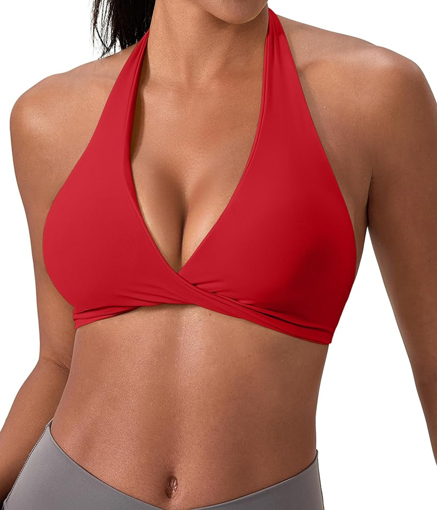 SPVISE Halter Sports Bras for Women Padded Yoga Bra Low Impact Gym Workout Bra Tank Open Back Twi... | Amazon (US)