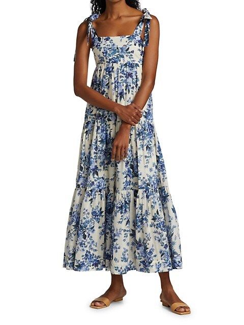 Aliane Tie-Shoulder Cotton Midi Dress | Saks Fifth Avenue