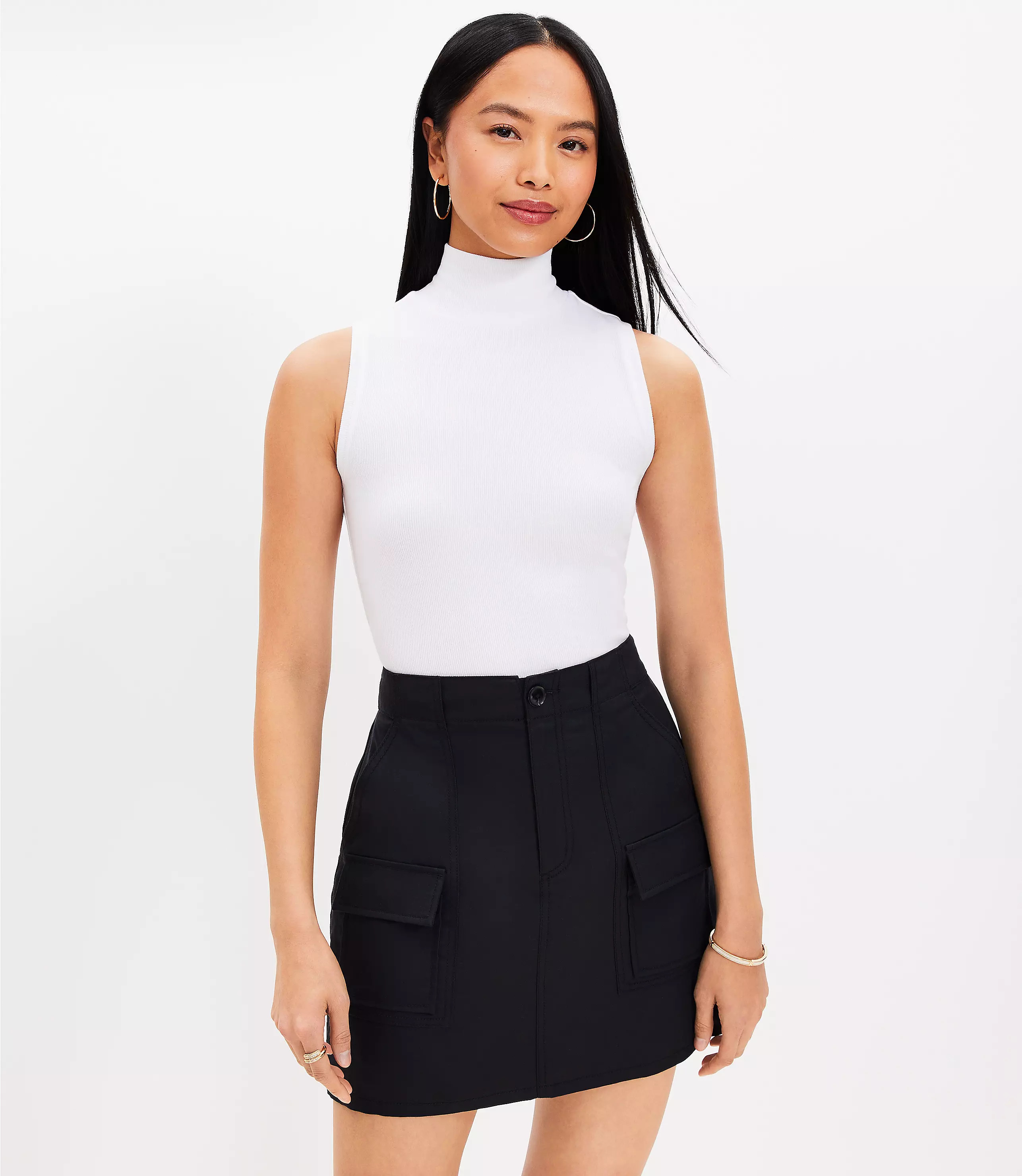 Perfect Ribbed Mock Neck Tank Top | LOFT