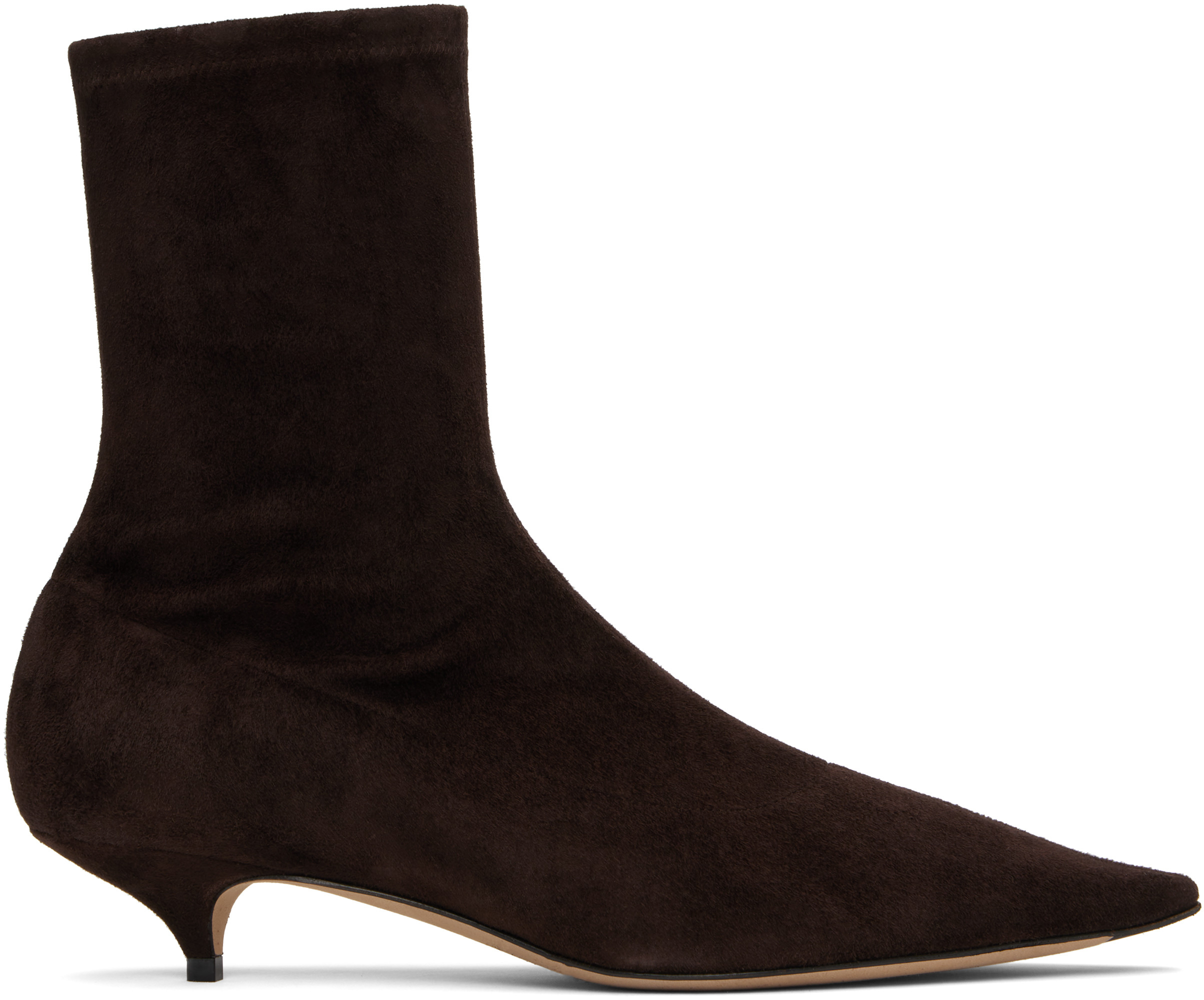The Row Brown Liisa Kitten Boots | SSENSE