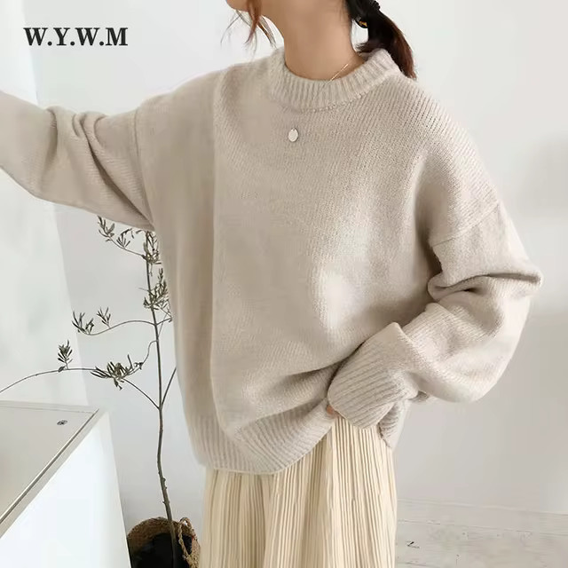 WYWM Cashmere Elegant Women Sweater Oversized Knitted Basic Pullovers O Neck Loose Soft Female Kn... | AliExpress (US)