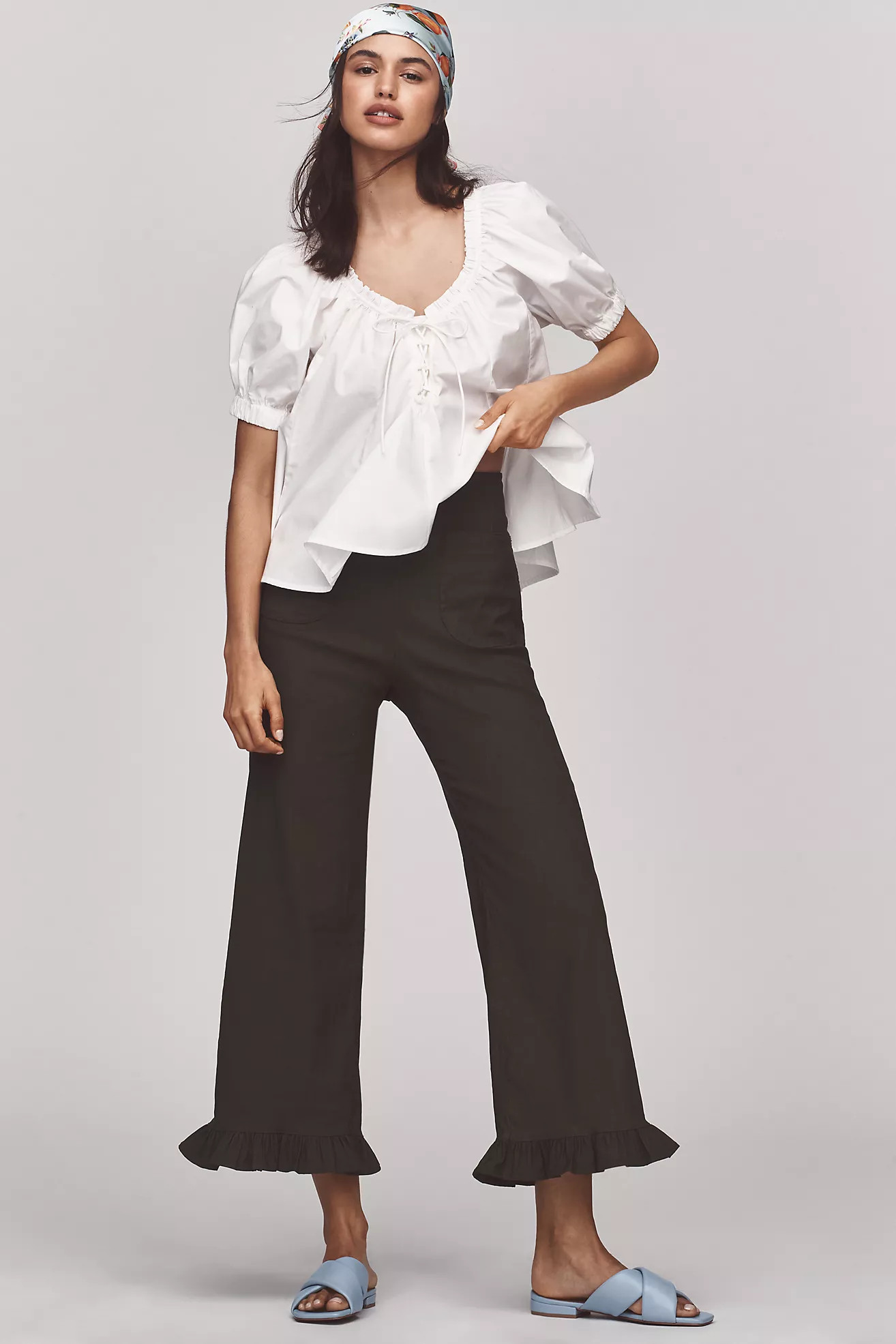 The Colette Ruffled Cropped Wide-Leg Pants by Maeve: Magic Fabric Edition | Anthropologie (US)