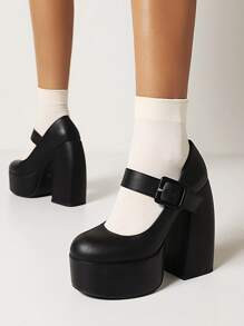 Chunky Heeled Mary Jane Pumps | SHEIN