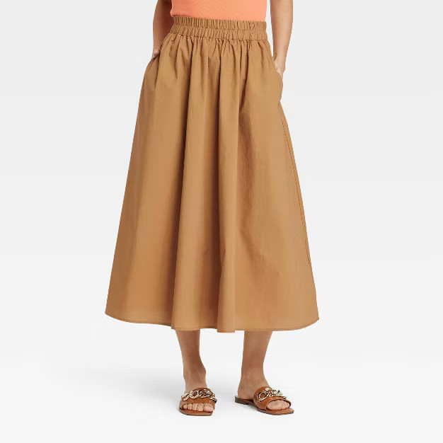 Women's Smocked Waist Mid-Rise A-Line Skirt - A New Day™ | Target