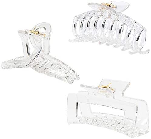 Kitiin Clear Hair Claw Clips for Thick/Fine/Thin Hair,Strong holding teeth interlocking Women Large  | Amazon (US)