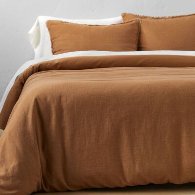 King Heavyweight Linen Blend Duvet & Sham Set Warm Brown - Casaluna | eBay US