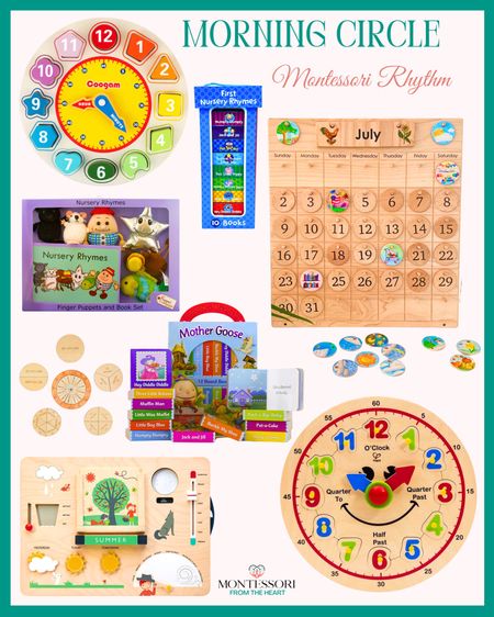 Morning circle materials, Montessori rhythm, clock calendar, nursery rhymes 

#LTKFamily #LTKKids #LTKBaby