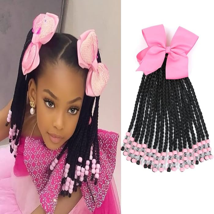 Kid's Summer Kids Ponytail Extension With Beads Box Braids Hair Extensions For Kiddie Synthetic H... | Amazon (US)