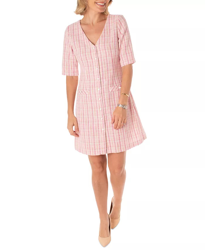 Maison Tara Women's Tweed V-Neck A-Line Dress & Reviews - Dresses - Women - Macy's | Macys (US)