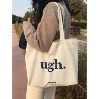Lettering Canvas Tote Bag Off-White - One Size | YesStyle Global