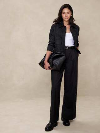 Wide-Leg Flannel Trouser | Banana Republic Factory