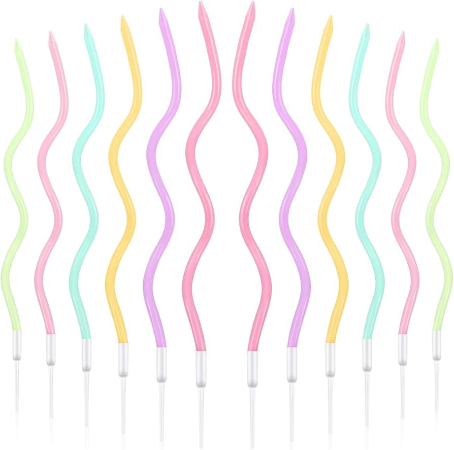 12 Twisted Birthday Candles Spiral Cake Candles Metallic Cupcake Cake Candles Thin Long Cake Cand... | Amazon (US)